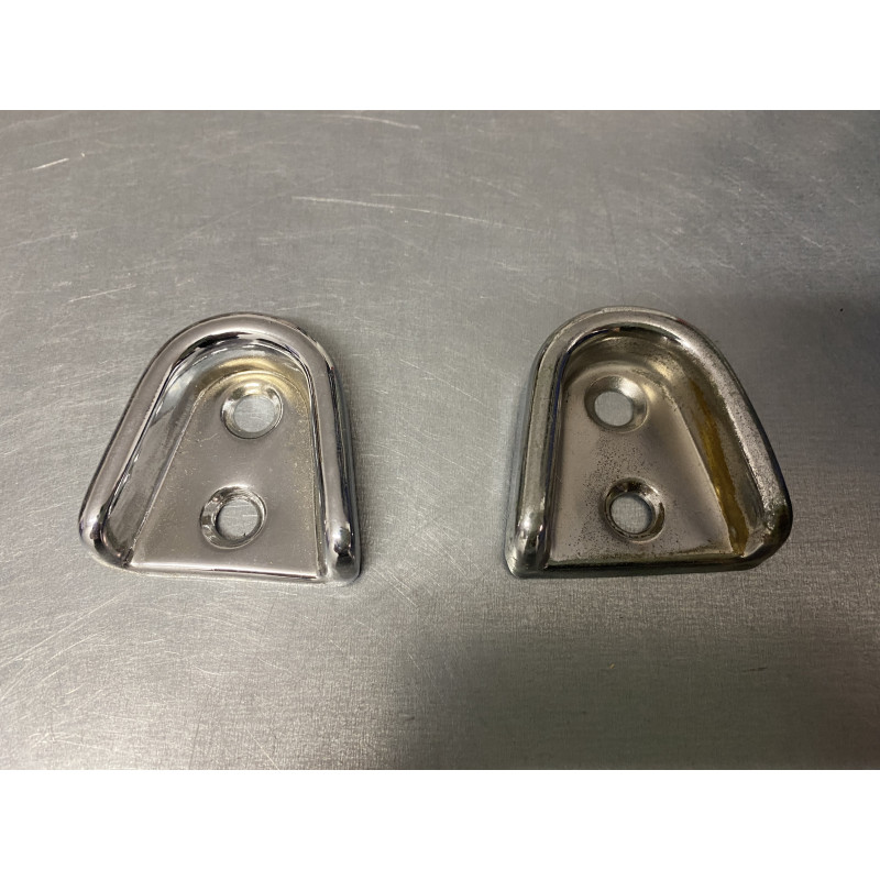 Pair door rubber buffer (wedge) catches, stainless steel - Sprint, NOS