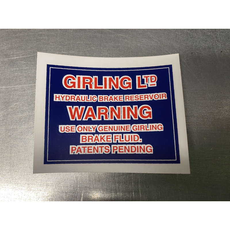 Aufkleber Bremsflüssigkeitsbehälter Girling, blau