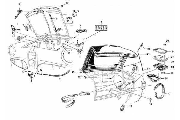 Anbauteile - Motor- und Kofferraum