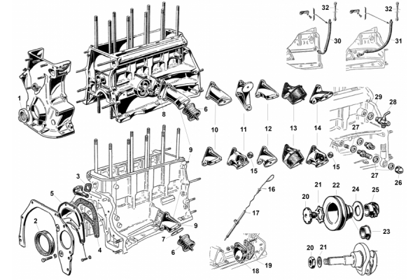 Motorblock Anbauteile